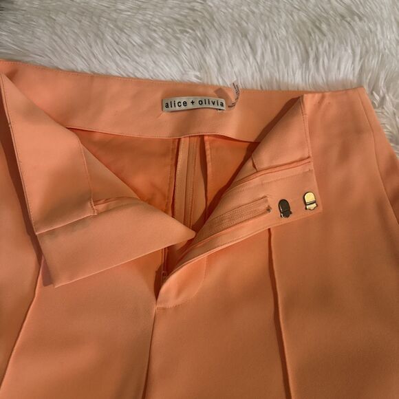 Alice + Olivia Dylan Wide Leg High Waisted Cropped Pants in Light Peach Womens 2 - Picture 5 of 10